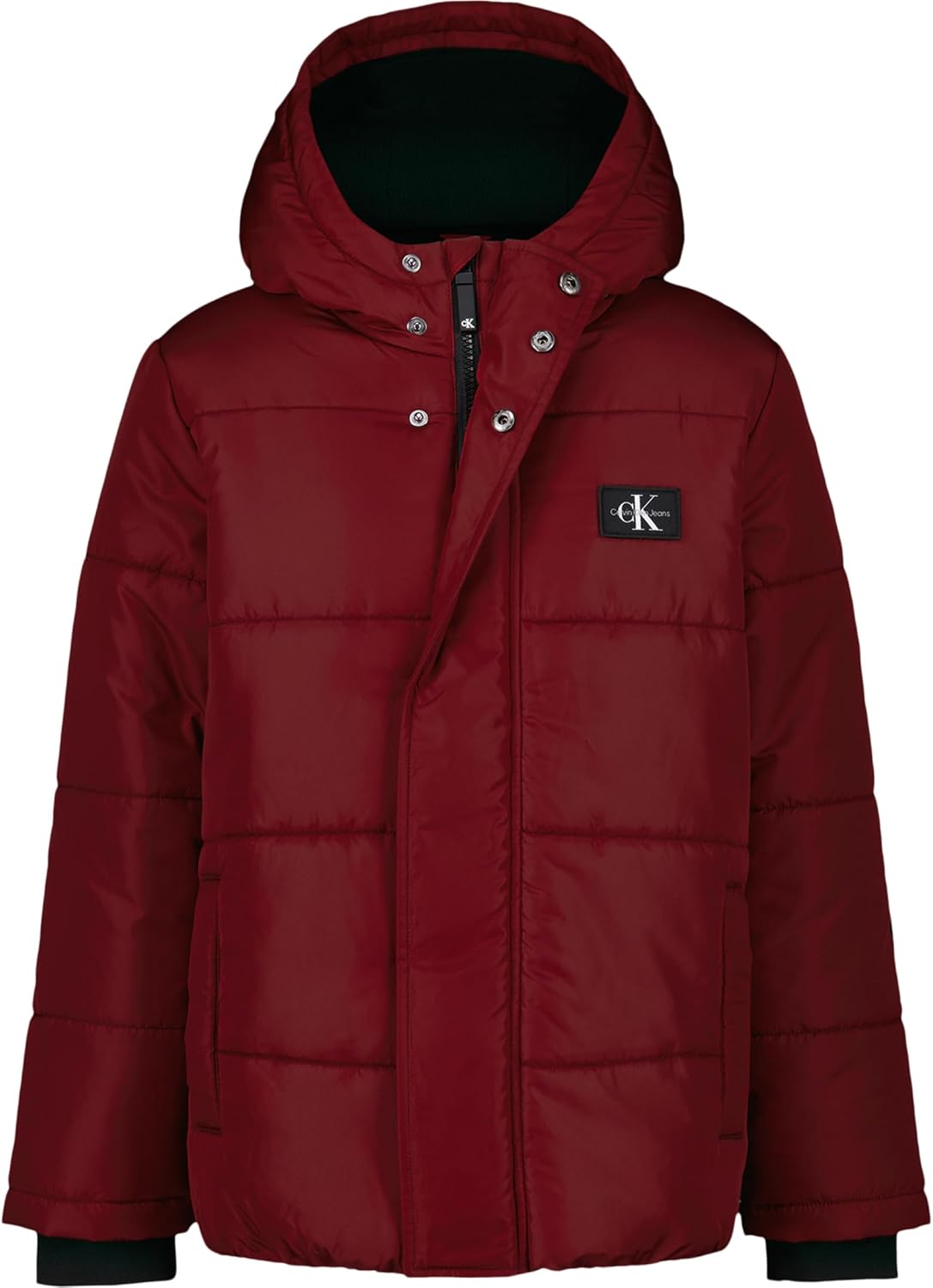 Calvin Klein Boys' Heavyweight Hooded Bubble Jacket With Polar Fleece Lining