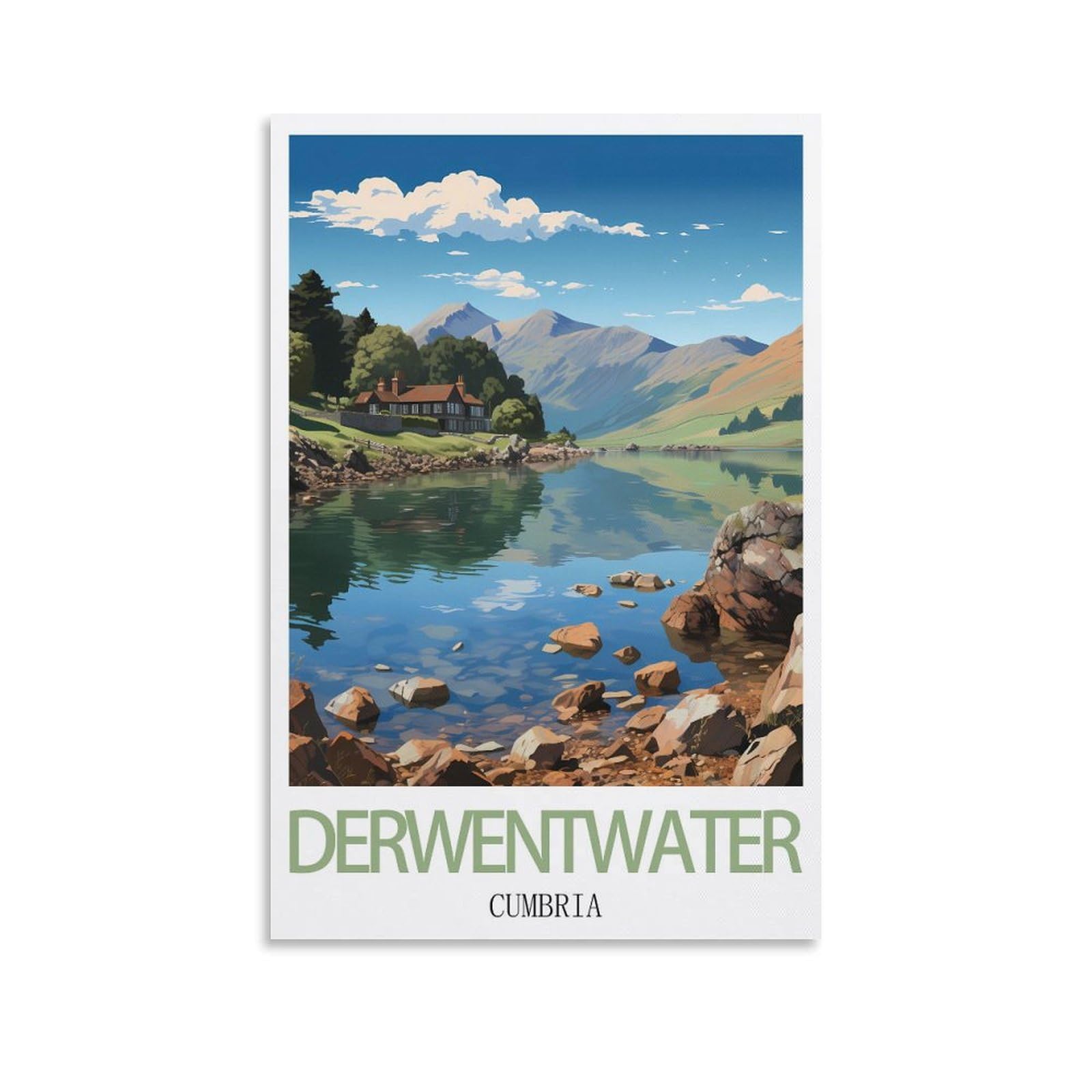 Tin Signs Retro,Derwentwater Cumbria,Wall Art Decorative Plaque Decor for Home Livingroom Bedroom Cafes Coffee Bars Decoration Gifts 30x30cm