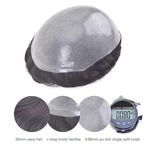 Miniatura 10 de Lordhair Peluca de pelo para hombre, piezas de cabello humano, tupé real de pelo para hombres, peluca