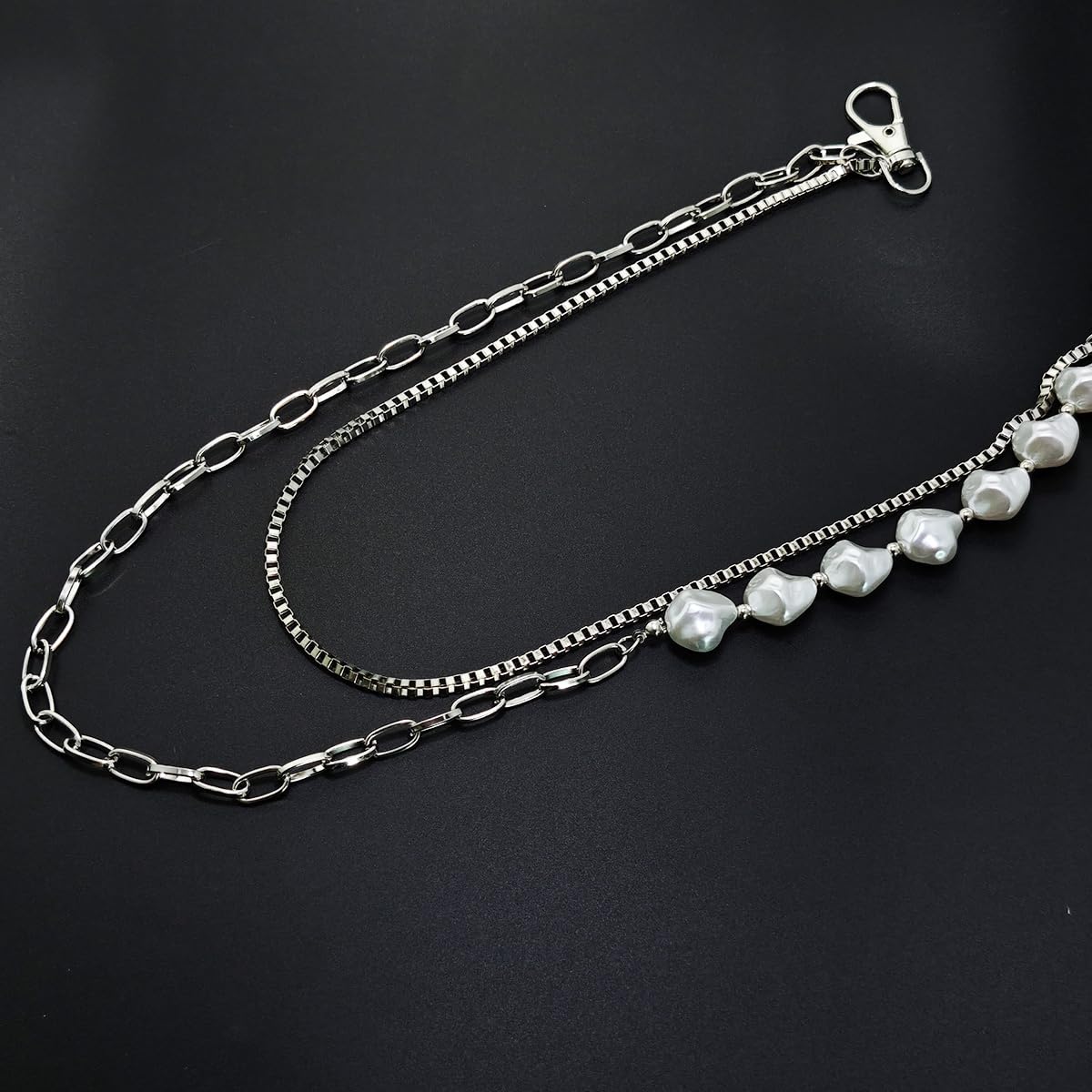 Hosenkette für Herren, geschichtete Perlen, Perlen, Geldbörse, Kette, Statement, Punk, Hip-Hop, Vintage-Schmuck-Zubehör