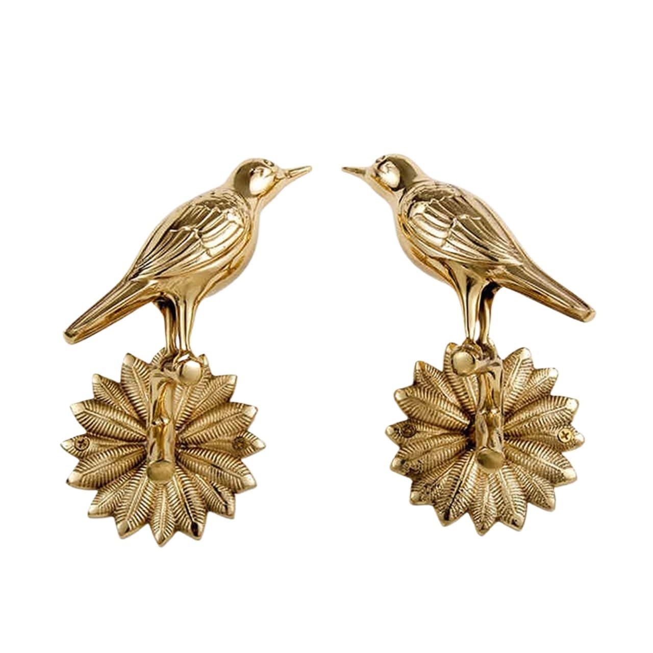 Brass Curtain Tieback Hook Retro Brass Curtain Hooks Copper Bird Tiebacks Bedroom Living Room Curtains Holder(A pair)