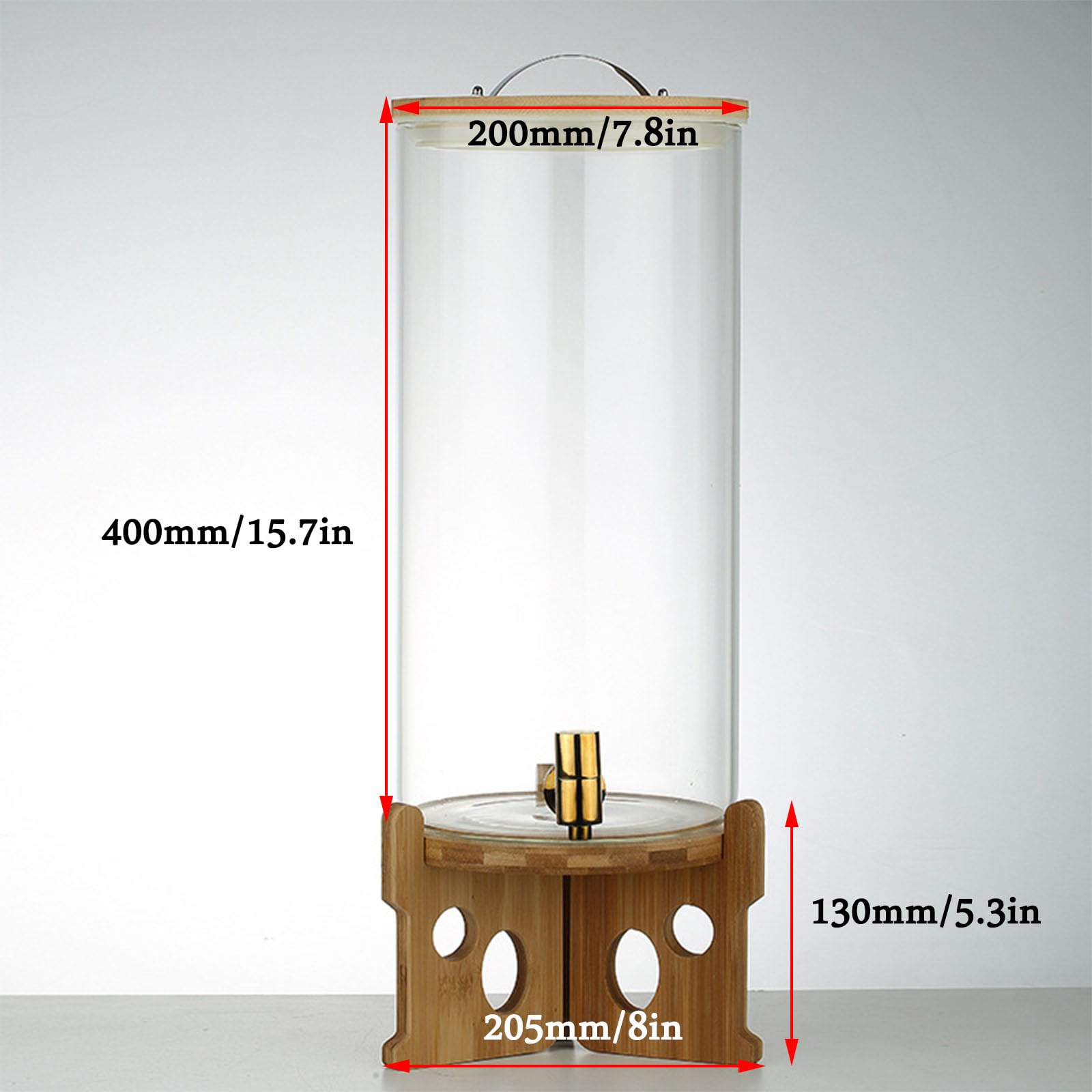 Getränkespender,Glaskaraffe,Getränkespender Aus Glas Mit Zapfhahn Aus Edelstahl Getränkekrug Mit Bamboo Cover Für Outdoor-Picknick-BBQ-Partys,Faucet c,C(11L)