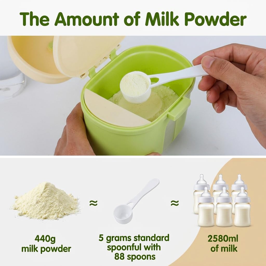 SNOWIE SOFT® 360g Baby Milk Powder Container with Scoop and Leveller, Foodgrade PP Double Layer Anti-Leak Formula Milk Container, Baby Snack Storage Container for Outdoor Travel Home, BPA Free 3