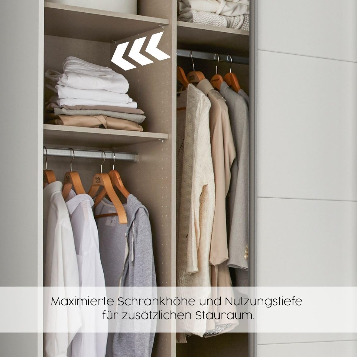 Rauch Möbel Alabama, Kleiderschrank, Farbe Beige, Breite 91 cm | Schrank, 2-türig, Zubehör Basic, für Schlafzimmer, Kinderzimmer, Homeoffice, Gästezimmer, Garderobe, Flur