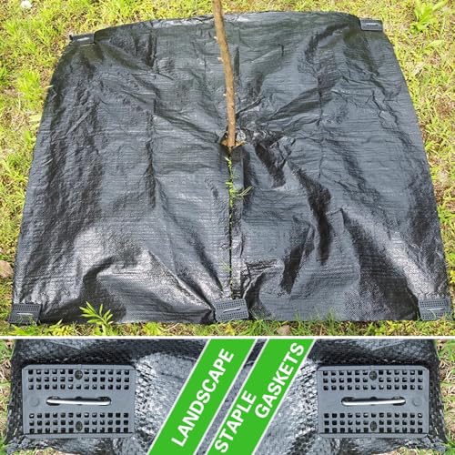 Bakulyor 150Pcs Landscape Staple Gaskets, Garden Stakes Plastic Rectangle Buffer Washer, Yard Pins Gasket for Weed Barrier Fabric, They Keep The Barrier from Ripping & Create A Sturdier Hold - Black - Thumbnail 7