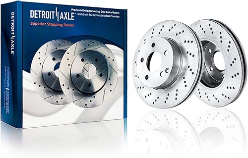 Miniatura 8 de Detroit Axle - Brake Kit for Mercedes-Benz C230 C250 C300 Drilled & Slotted Brakes Rotors and Ceramic Brake Pads Front and Rear Replacement
