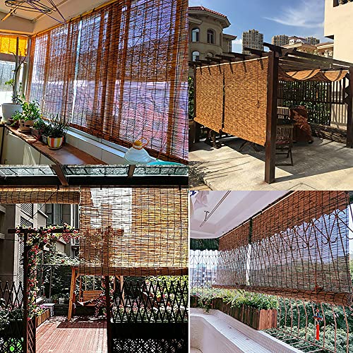 Roman Reed Roller Blinds Retro Bamboo Shades Outdoor patio Natural Roll-up Reed rolling Bamboo Blind Curtain Privacy hand woven with Lift Breathable for porch Terrace Garden Indoor windows Sunshade ( - Image 4