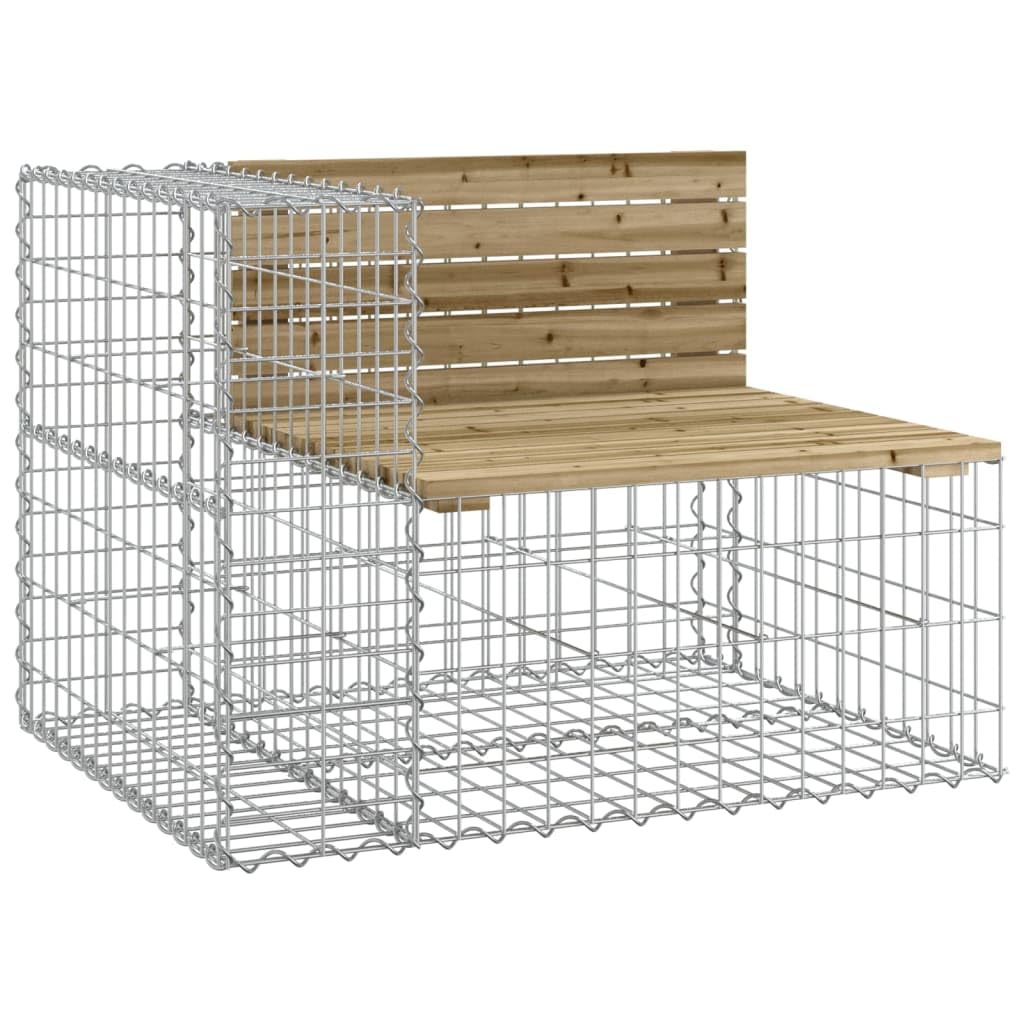 vidaXL Banco Jardín con Gaviones, Banca de Piedras de Picnic, Asiento Decorativo, Mueble para Parque Patio, Madera de Pino Impregnada