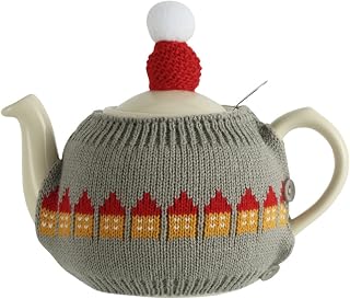 Cute Acrylic Knitting Tea Cozy for London Pottery 2 Cups Size,Gift (Grey-House)