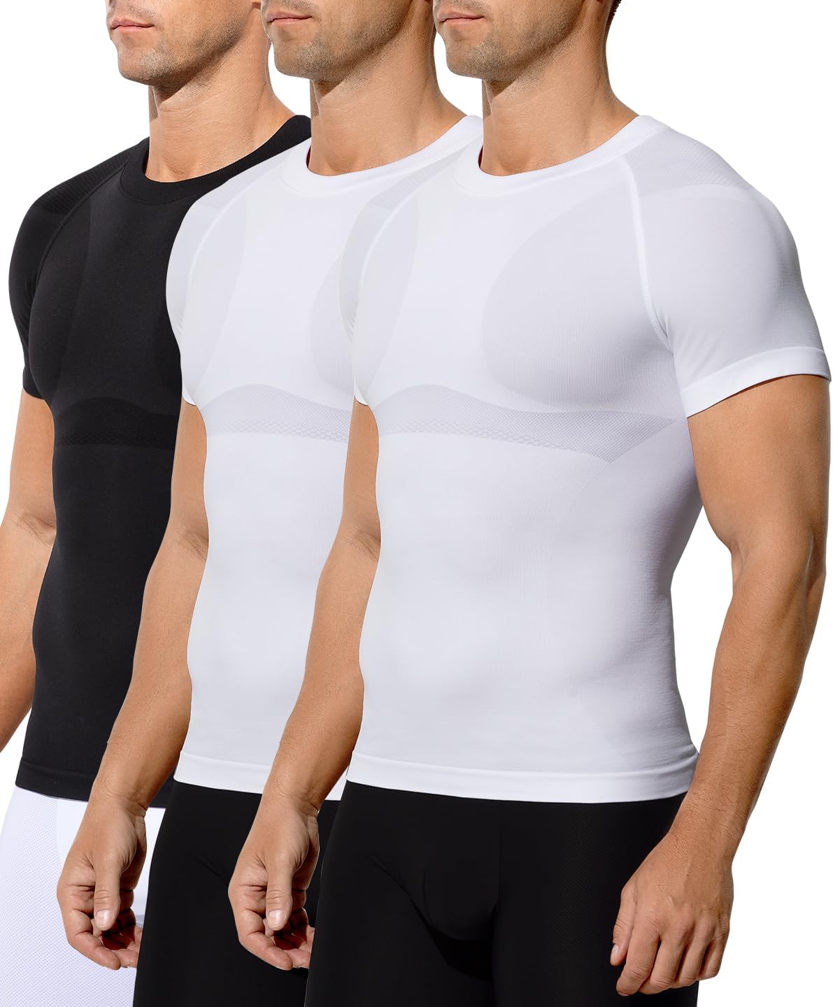 Casey Kevin Mens Short Sleeve Compression Shirt Tank Top Slimming Body Shaper Vest Tummy Control Shapewear Undershirt for Men