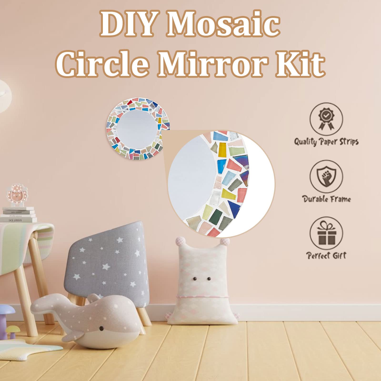 WEBEEDY Ensemble De Miroirs Carrés En Mosaïque - Kit De Bricolage - Carreaux De Mosaïque - Bricolage - Kit De Mosaïque De Miroir De Fleurs - Bricolage Créatif - Carreaux De Mosaïque