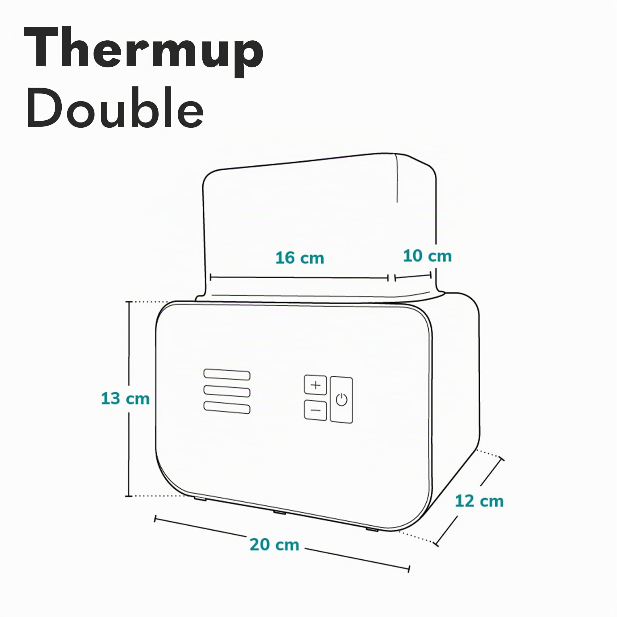 Lionelo Thermup Double Chauffe-Biberon 6 en 1, Chauffage Rapide dès 3 min | 2 biberons à la fois, stérilise, décongèle, garde au chaud 24 h, jusqu’à 100 °C, écran tactile lumineux, silencieux, Blanc
