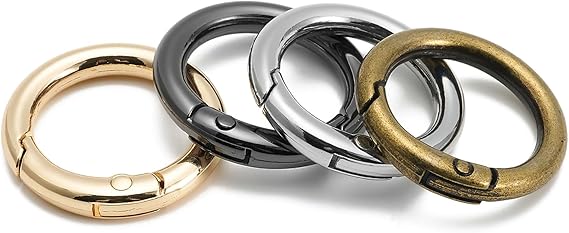 QIUTIMIY 15 stuks Trigger Spring O Ring metalen ronde karabijnhaak clip snap voor handtassen, knutselwerk, sleutelhangers, gesp, tassen, portemonnees (geborsteld messing, 19 mm