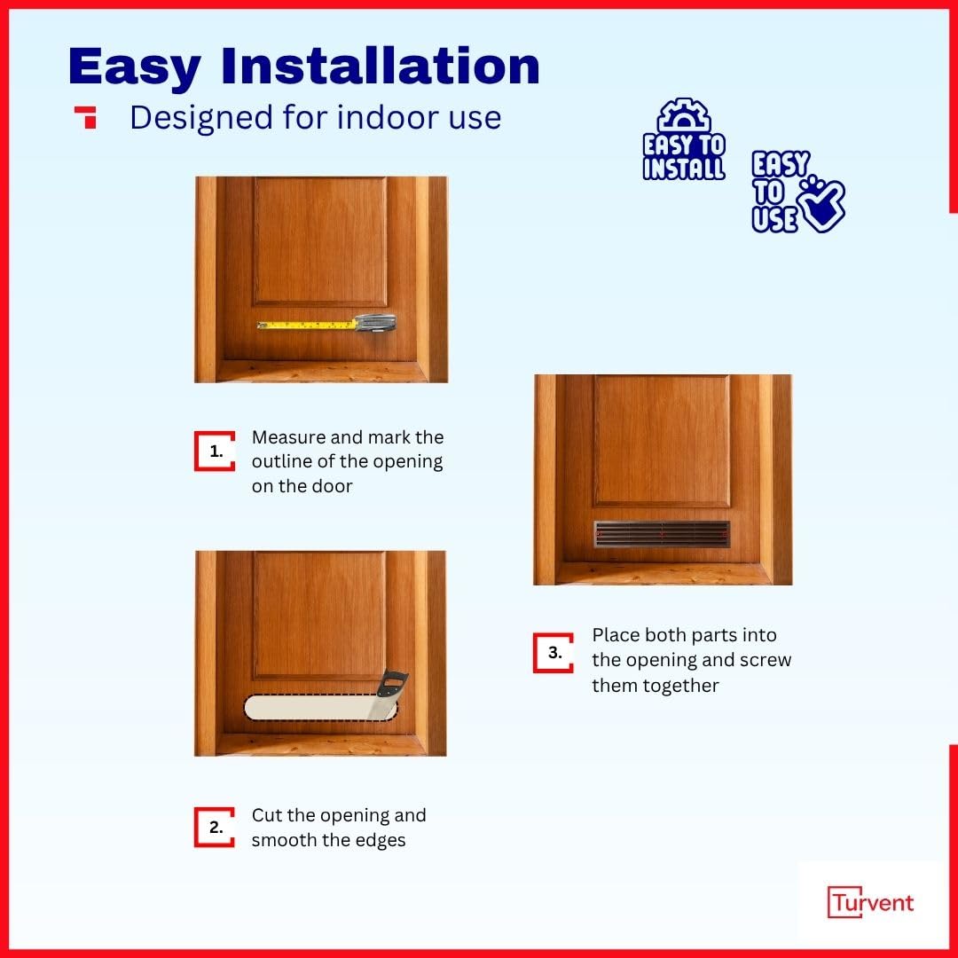 15 Unidades Marrón Rejilla de Ventilación para Puerta 450 x 92 mm Doble Cara – Rejilla de Paso de Aire de Plástico para Puertas – Rejilla de Ventilación Interior para Baño Cocina Garaje