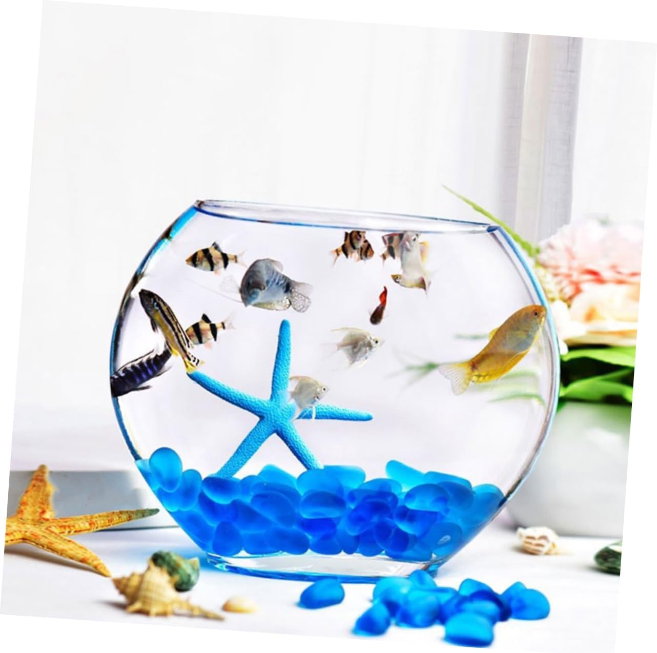 Glass Fish Bowl Terrarium for -Landscapes Decorative Planter for Home Office Garden for Fresh Flowers and Plants