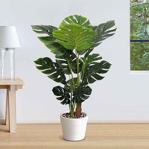Yepdin Monstera artificial de 43 pulgadas con maceta de plástico para decoración de oficina y hogar planta sintética alta para interiores y