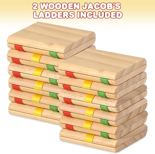 Miniatura 2 de ArtCreativity Juguete de escalera de madera de Jacob, juego de 2, juguetes retro de madera para niños y adultos, juguetes de ilusión óptica,