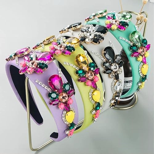 Miniatura 5 de Diadema de diamantes de imitación para mujeres y niñas, diademas gruesas acolchadas con purpurina morada, accesorios de moda para el cabello para