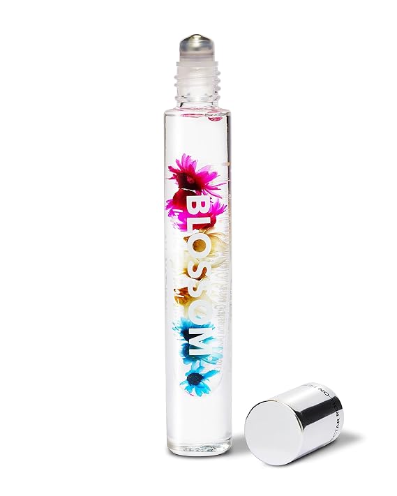 Blossom Roll on Perfume for Women Alcohol Free Rollerball Perfume Oil, Essential Oils, Infused with Real Flowers, Made in USA, 0.20oz (Coconut, Lily of the Valley, Chamomile, Vanilla), Coconut Nectar