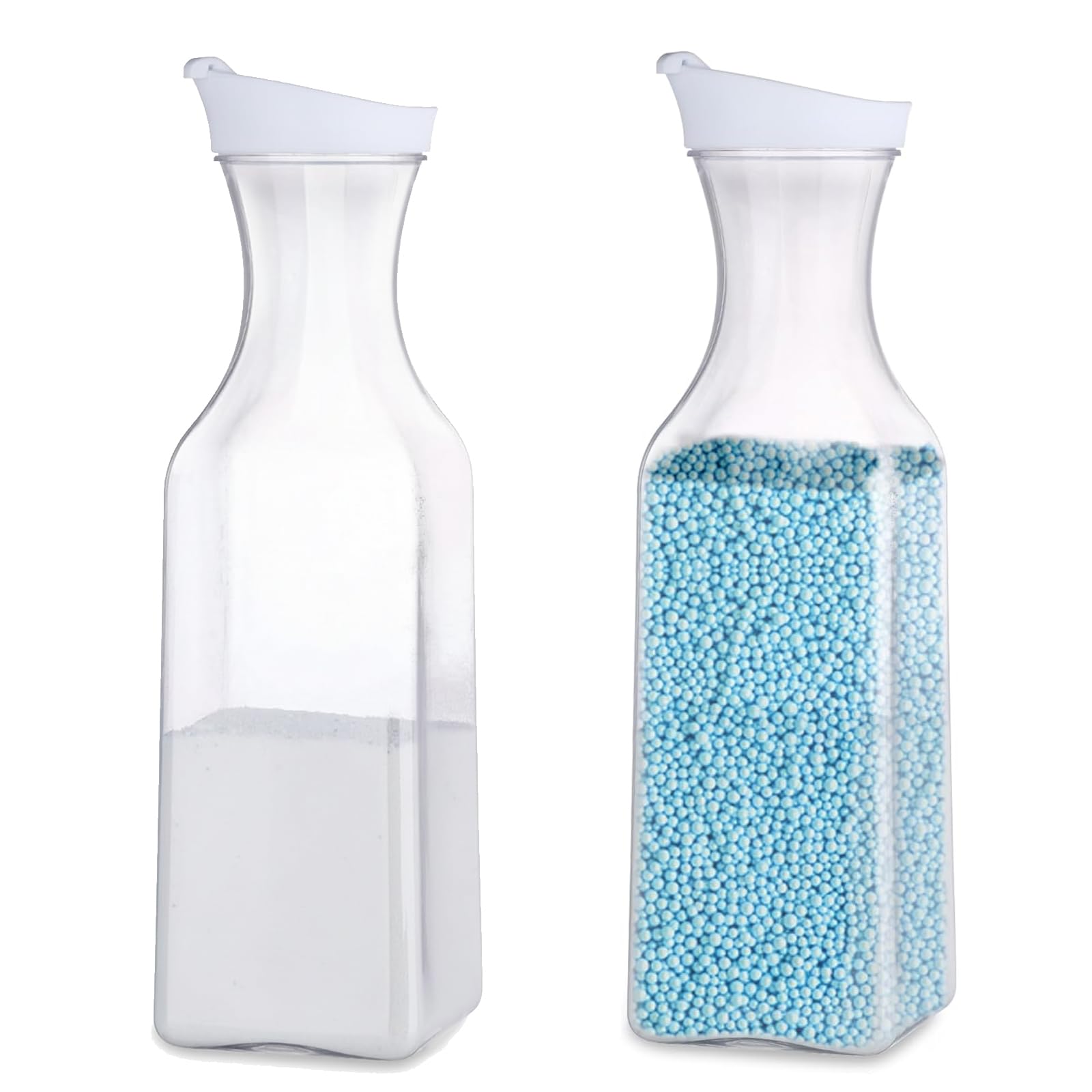 Rthynti 2Pcs Washing Powder Storage 1.5L, Laundry Detergent Storage, Durable PET Plastics Detergent Dispenser, Laundry Powder Storages (Square)