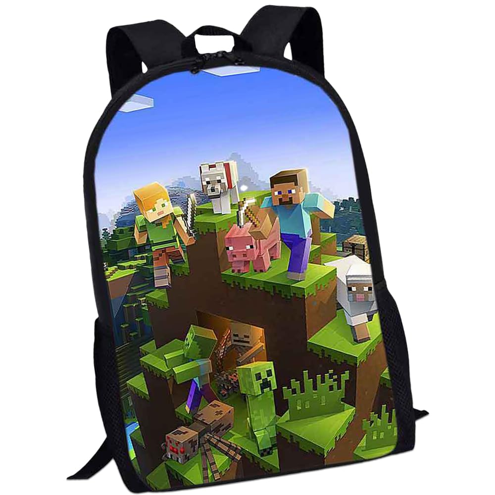 Zaino Scuola Per Bambini Mineccraft - Stampato 3D, Grande Capacità, Impermeabile - Per Ragazzi 8-16 Anni