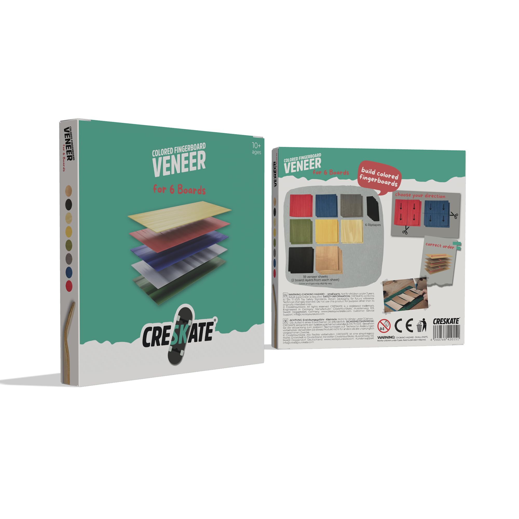 CRESKATE – Hojas de MDF coloridas para Fingerboard – 6 tableros, madera
