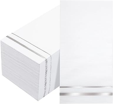 BUCLA 100-Count 3-Ply disposable Napkins - Silver Paper Napkins Disposable Premium Quality - Christmas Napkins/Dinner Napkins Disposable Soft, Absorbent for Kitchen, Parties, Weddings or Events