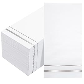 BUCLA 100-Count 3-Ply disposable Napkins - Silver Paper Napkins Disposable Premium Quality - Christmas Napkins/Dinner Napkins Disposable Soft, Absorbent for Kitchen, Parties, Weddings or Events