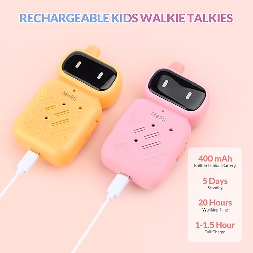 Miniatura 3 de Mafiti Walkie Talkies recargables para niños, paquete de 2 mini walkie talkie de largo alcance, radio de 2 vías de 0.6 mi, juguetes para niños,