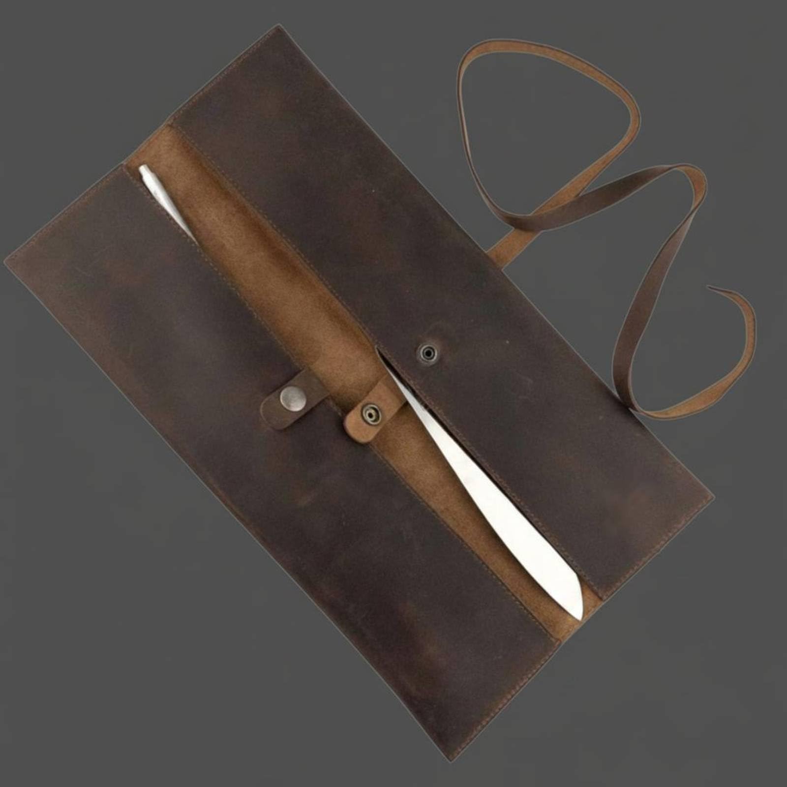 Rotolo Porta in Porta Utensili Custodia Avvolgibile con Scomparti per Affilatore Fibbia Interna E Cinturino Trasporto Facile Adatta Apprendisti Viaggio Lavoro Ristorante