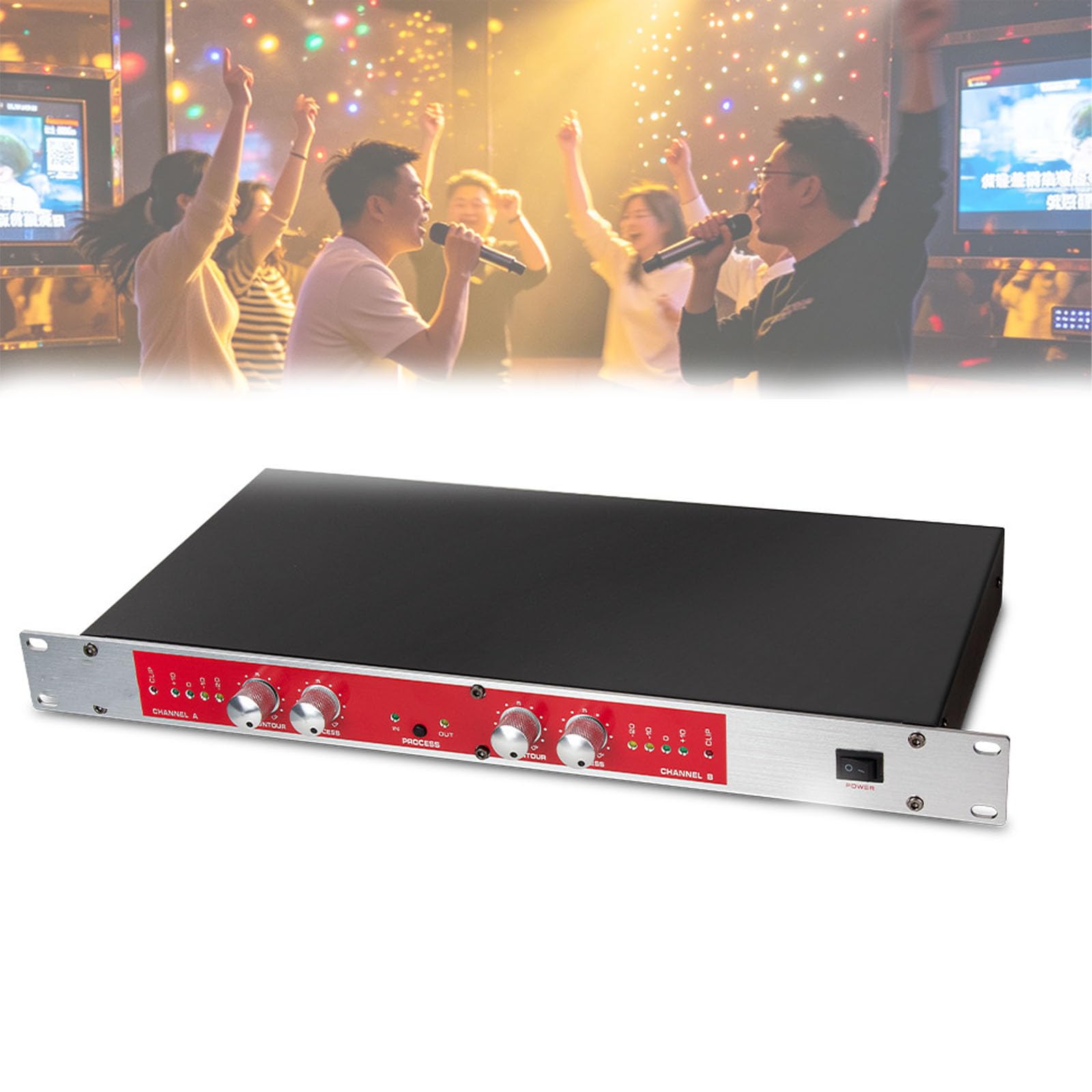 Fcttcd Enhancer Professional Audio Driver, Professional Audio Processor with High/Bass Frequency Adjustment, Intelligent Adjustment, for House Karaoke, Stage, Performance
