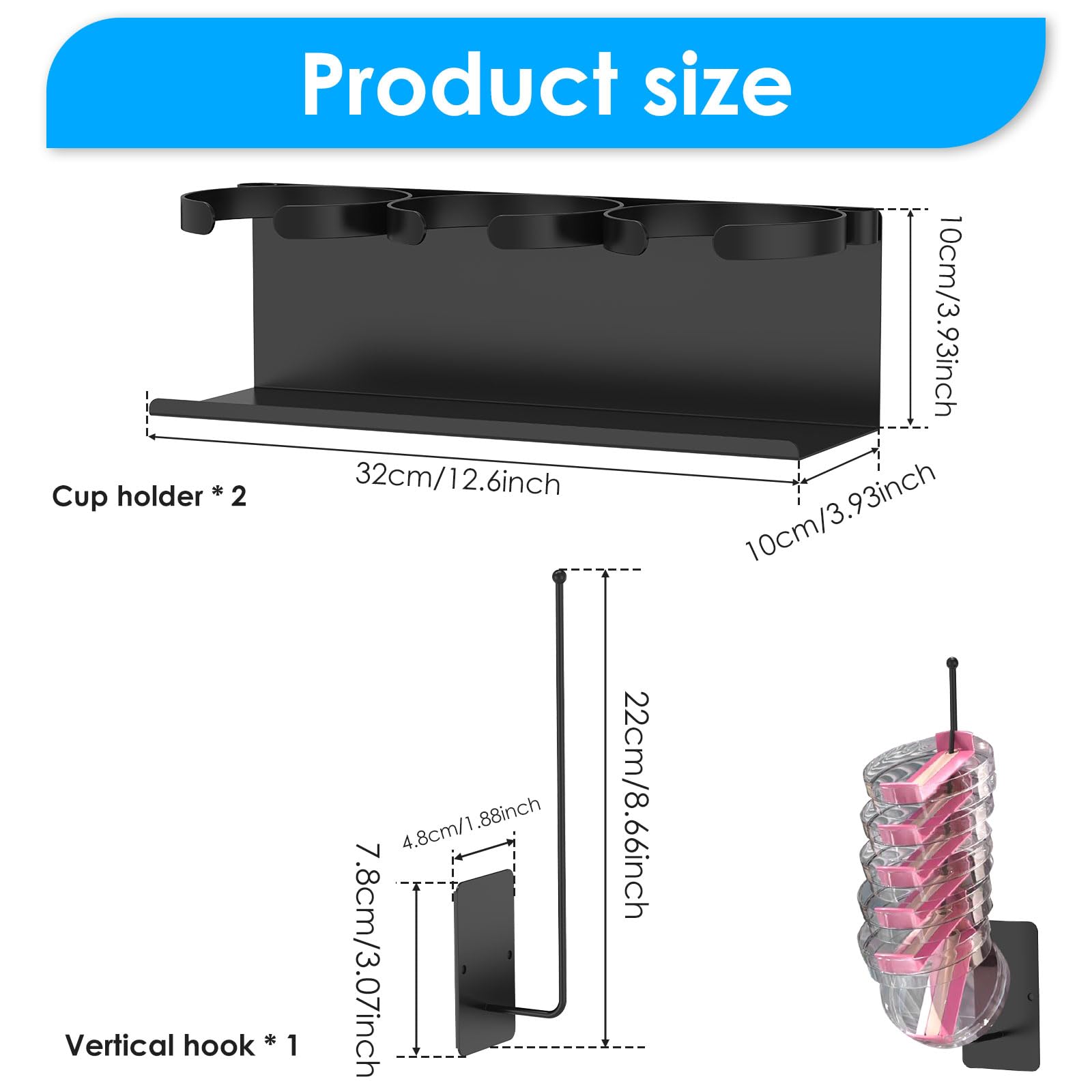 ZLHETWT Storage Rack, Magnetic Cup Holder, Tumbler Rack, Refrigerator Storage Rack Magnetic Shelf Space Saving Relocatable Refrigerator With Lid Holder for Kitchen Fridge (style B)