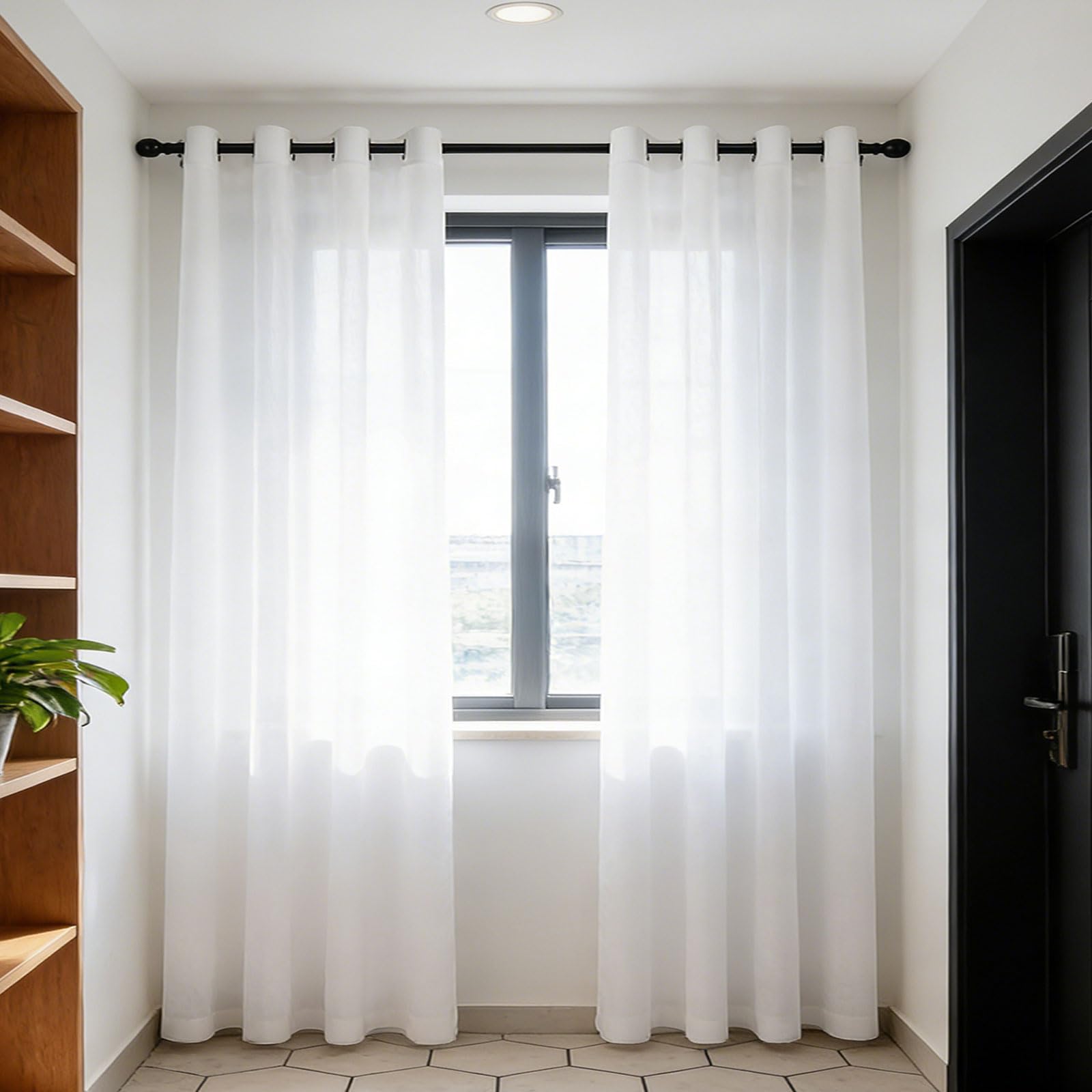 GUOJUN Voile Vorhang 125 x 275 cm Weihnachten Dekoration, mit Ösen Stores Gardinen Schlafzimmer für Schlafzimmer Wohnzimmer, Weiß