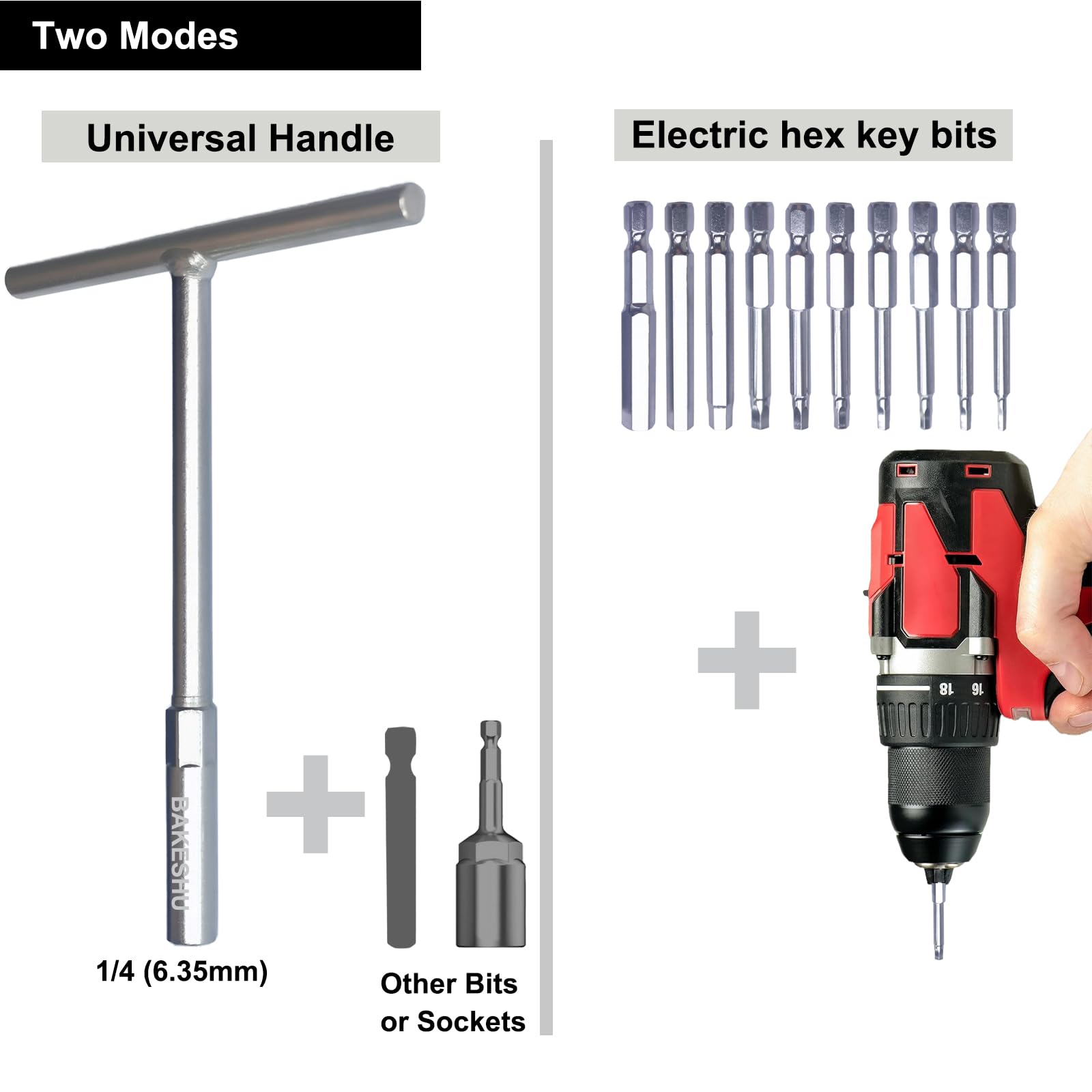 BAKESHU 10 Piece T-Handle Allen Key Set,Imperial 1/64" - Image 2