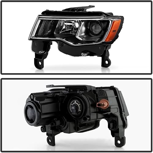Miniatura 2 de ACANII - Para Jeep Grand Cherokee [halógeno con interior cromado] 2017-2021 proyector faro delantero izquierdo del lado del conductor