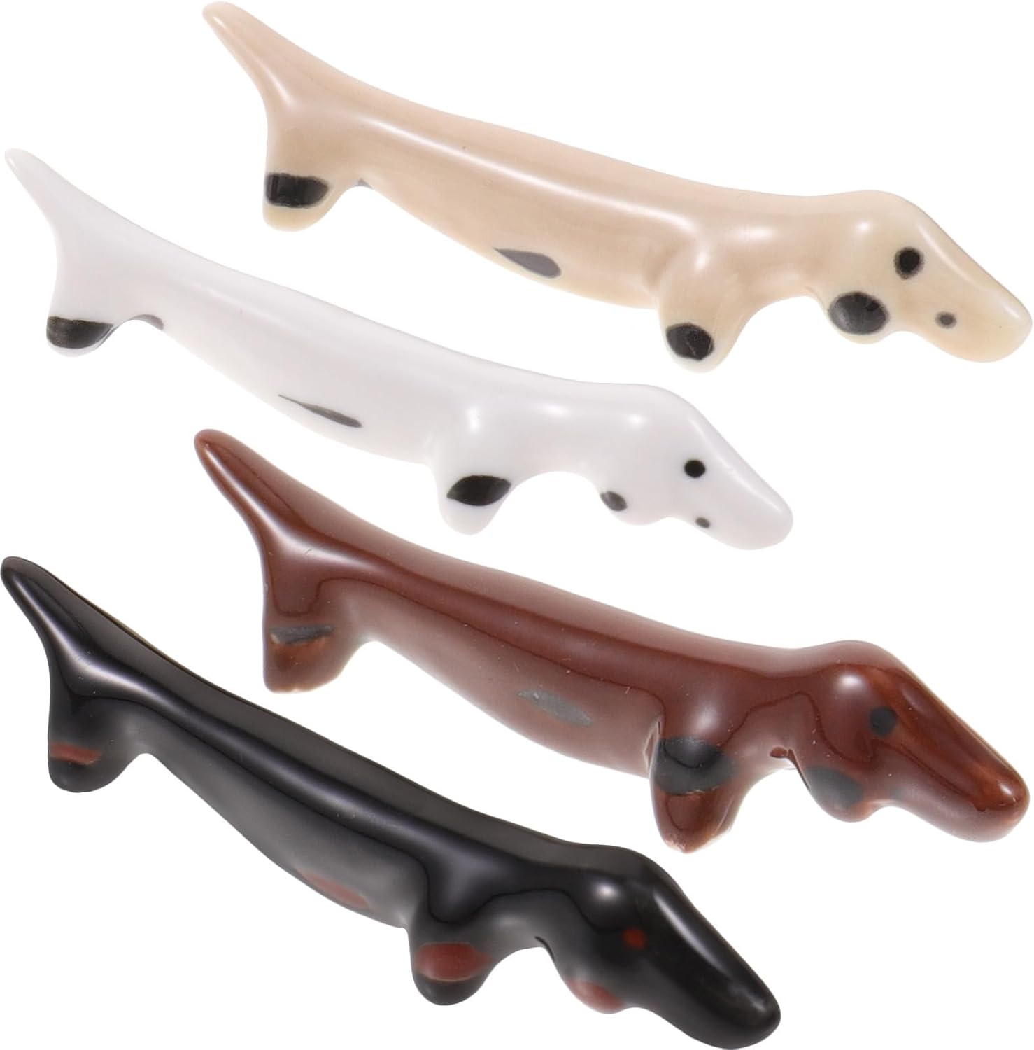 4pcs Ceramic Dog Chopstick Rest Holder for Utensils and Tea Spoons