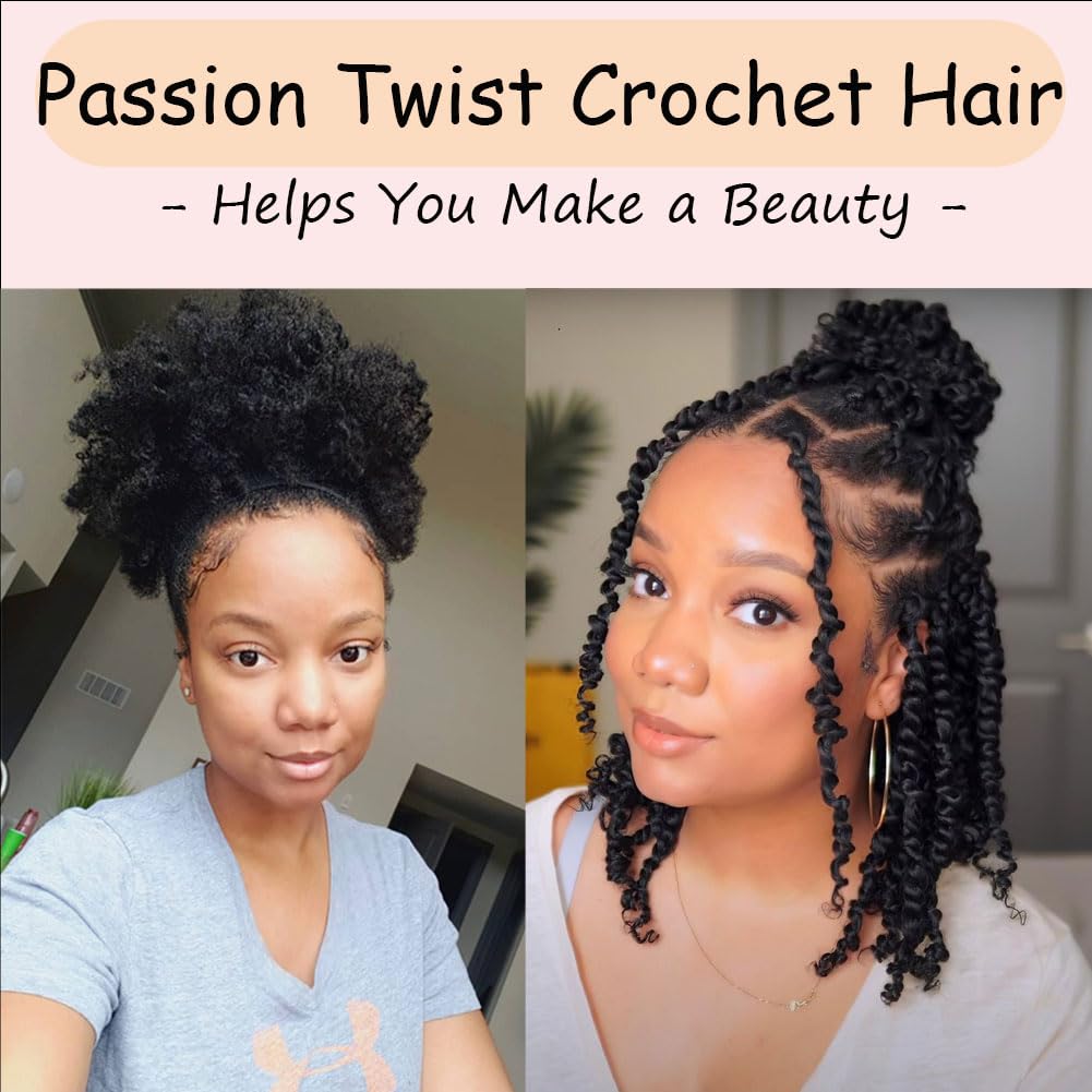 8 Packs Passion Twist Hair 6 Inch Pre-twisted Passion Twist Crochet Hair Pre-looped Crochet Braids Hair for Women Passion Twists Braiding Hair Synthetic Hair Extensions - Image 5