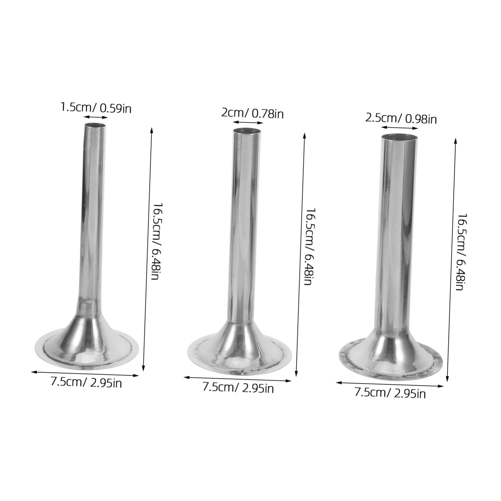 KICHOUSE 3pcs Stainless Steel Sausage Stuffer Tubes for Meat Grinder Kit Funnel Stainless Steel Filler Tube Home Kitchen Tool