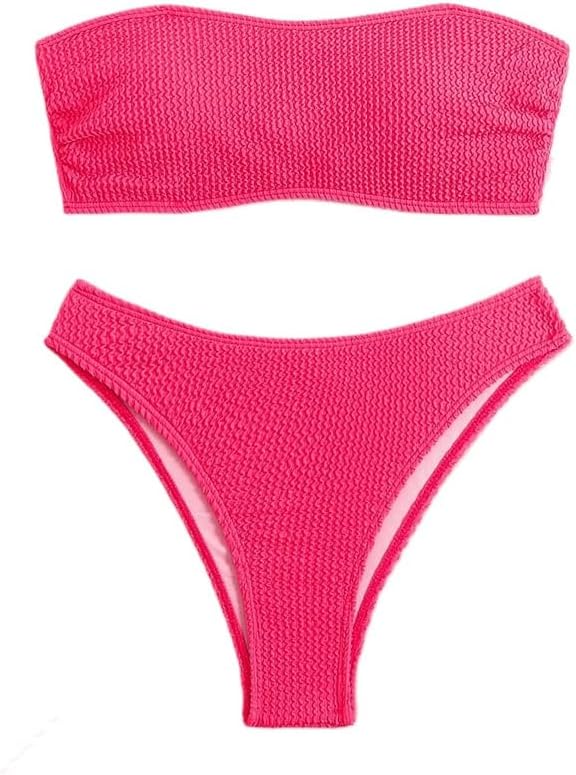 Solid Color Bikini Set for Womans Bandeau Swimwear Female Sexy Low Waist Bathing Suit PQ25050
