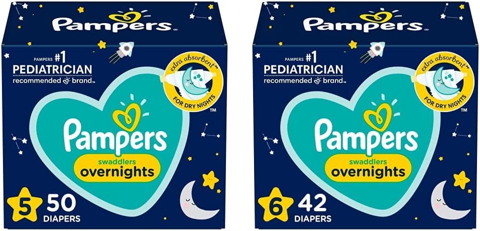 Pampers Overnight - Pañales Etapa 5, 50 Piezas. Para bebés de 12+ Kg