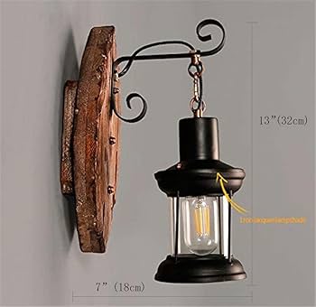 antique ガラスランタン　照明器具 Amazon.co.jp : 天然木 ブラケットライト レトロ ウォールランプ