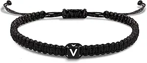 Initial Bracelets for Women Men Gifts for Her Teen Girl Best Friend Birthday Graduation Dainty Braided Bracelets Letter A-Z Charm Adjustable Link Mother's Day Jewelry Mom Christmas Gifts Valentine's Day Jewelry