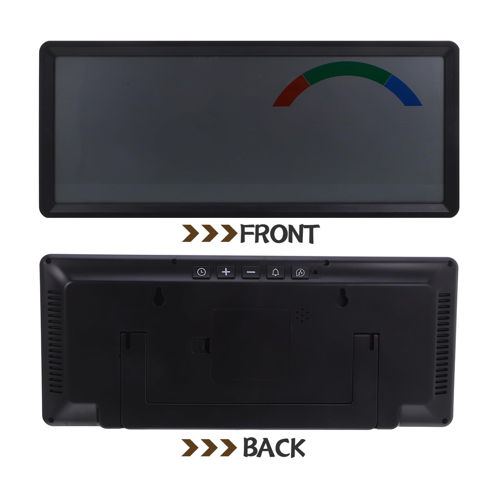 Reloj de Pared Digital Grande LCD 14 Pulgadas con Números Grandes, Termohigrómetro Integrado de Temperatura y Humedad, Despertador Multifuncional sin Cables para Dormitorio y Sala