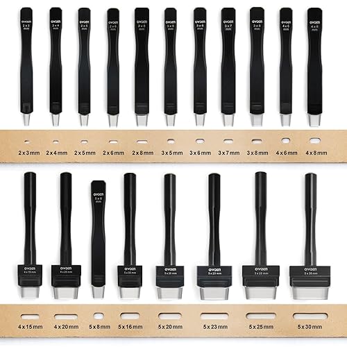 Juego profesional de 20 piezas de punzón oblongo, juego de punzones ovalados de cuero, herramientas de trabajo de cuero, 19 tamaños con una
