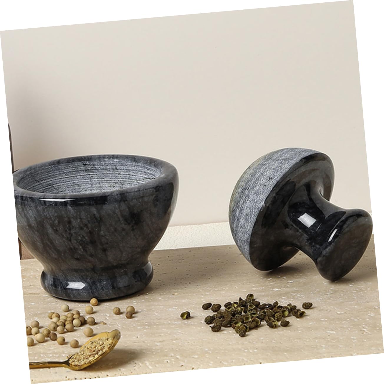 COLLBATH Olla De Triturar De Mármol Juego De Mortero Para Cocina y Restaurante Fácil De Usar