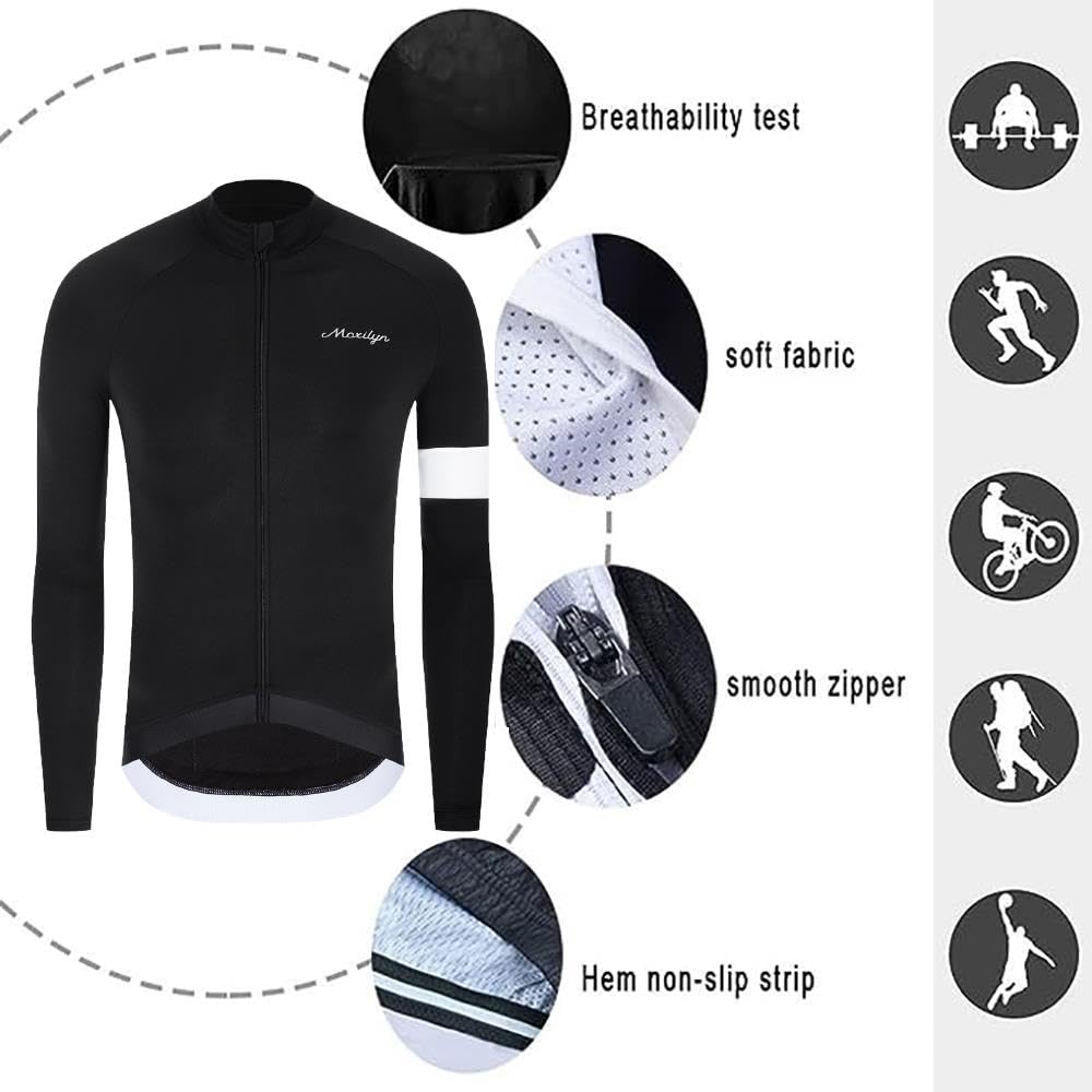 Moxilyn Abbigliamento Ciclismo da Uomo,Maglia Manica Lunga+Pantaloni Lunghi,Cuscino Gel 20D,Moda Set Completo,Abbigliamento Sportivo per Bicicletta,Ciclismo Ciclismo Jerseys per Uomo