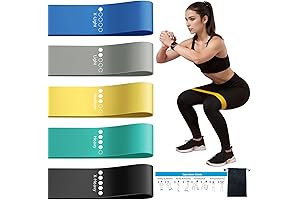 5-Piece Resistance Exercise Bands for Fitness and Physical Therapy