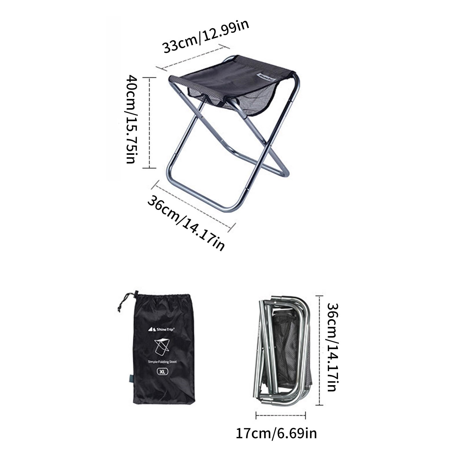 Generisch Taburete plegable ligero de aleación de aluminio para camping, taburete de pesca plegable con bolsa de transporte para adultos y plegable de aleación de aluminio para exteriores