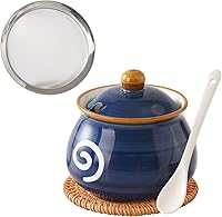 Vista 11 de Recipiente de grasa de tocino con colador, protector de grasa de tocino de cerámica con colador de 23 onzas, almacenamiento de aceite de cocina