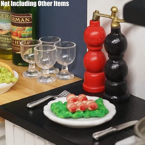 Miniatura 7 de Odoria Copas de vino vacías en miniatura 112, 4 piezas, accesorios de decoración para casa de muñecas, B